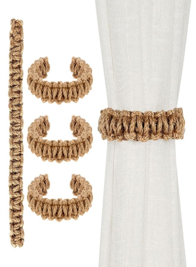 panthra 4 Pieces of Curtain Ties, Boho Curtain Tiebacks, Elegant and Simple Style, Durable, Widely Used in Thin and Thick Curtains for Office, Home and Bedroom (Brown) - Image 1